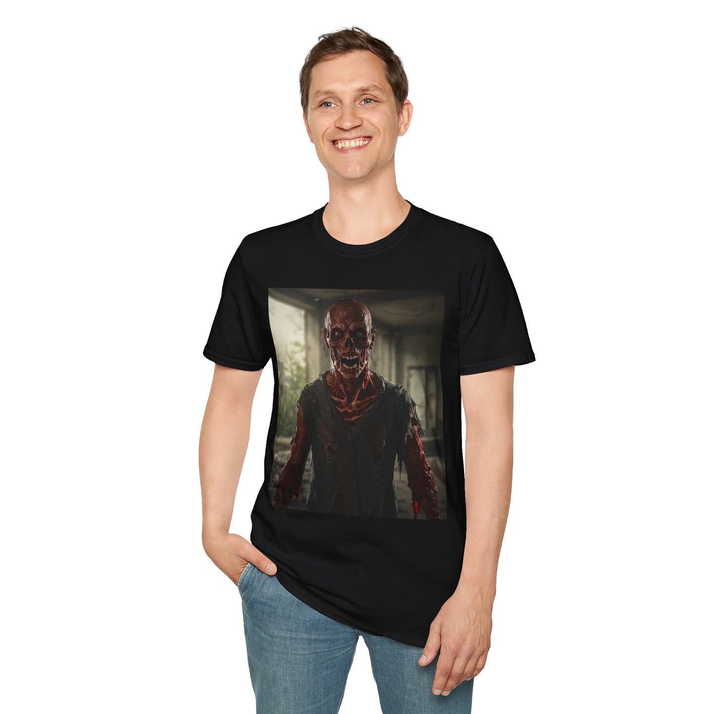 Apocalyptic Portrait Tee, bold, decaying zombie graphic