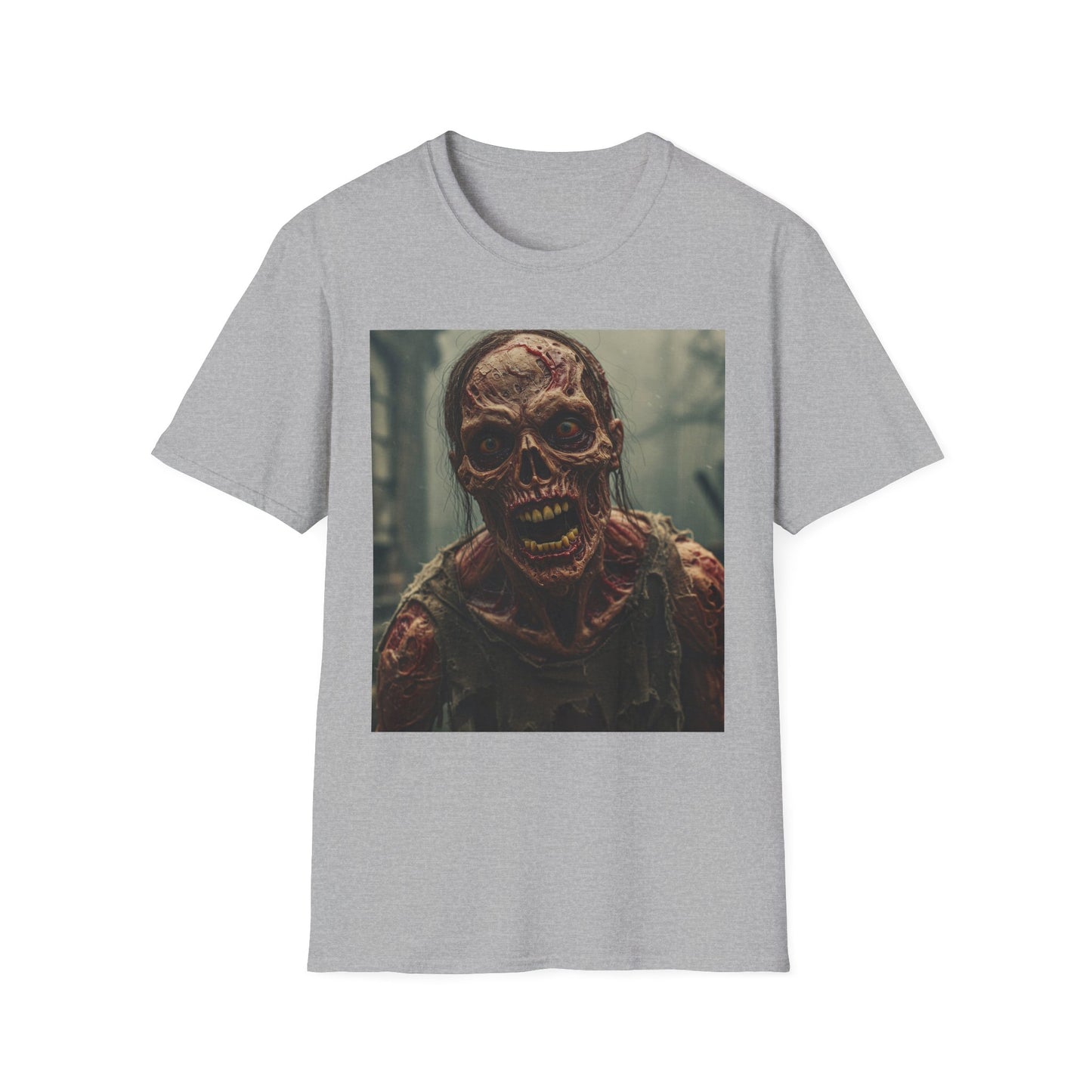 Apocalyptic Portrait Tee, bold, decaying zombie graphic