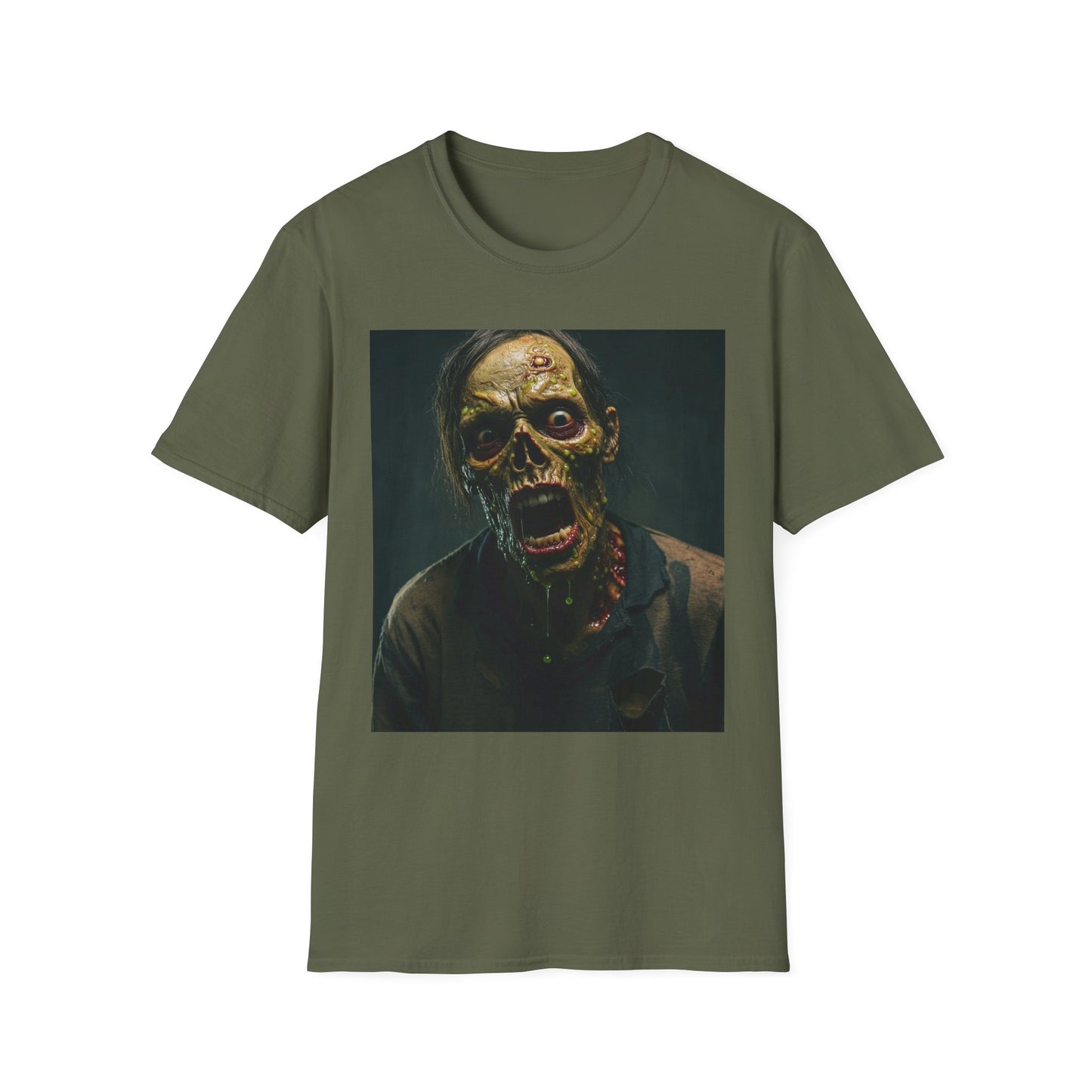 Apocalyptic Portrait Tee, bold, decaying zombie graphic