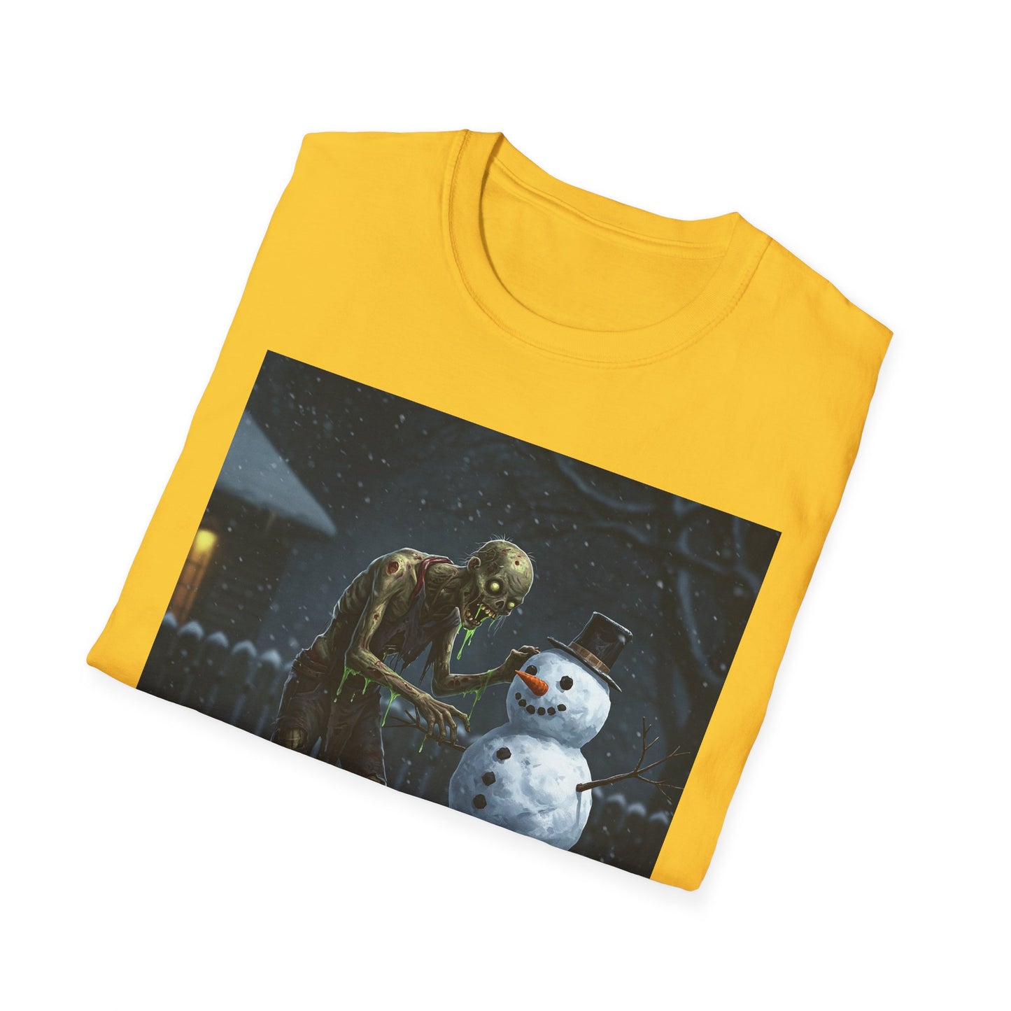 Merry Horror Unisex Softstyle T-Shirt - Creepy Snowman Design