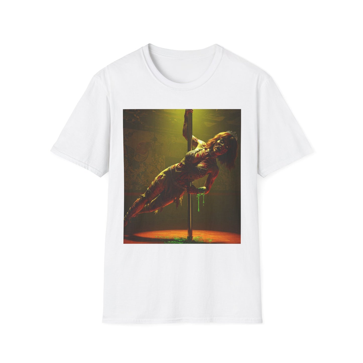 Vibrant Zombie Dance Apocalyptic Portrait Tee, bold, decaying zombie graphic