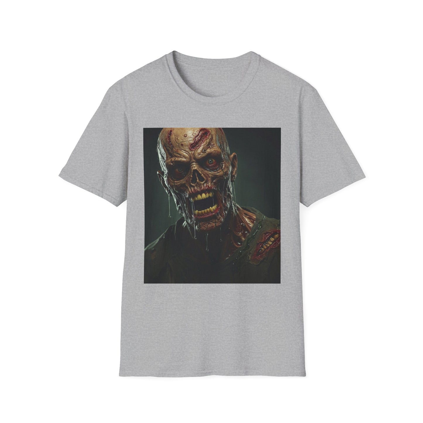 Apocalyptic Portrait Tee, bold, decaying zombie graphic