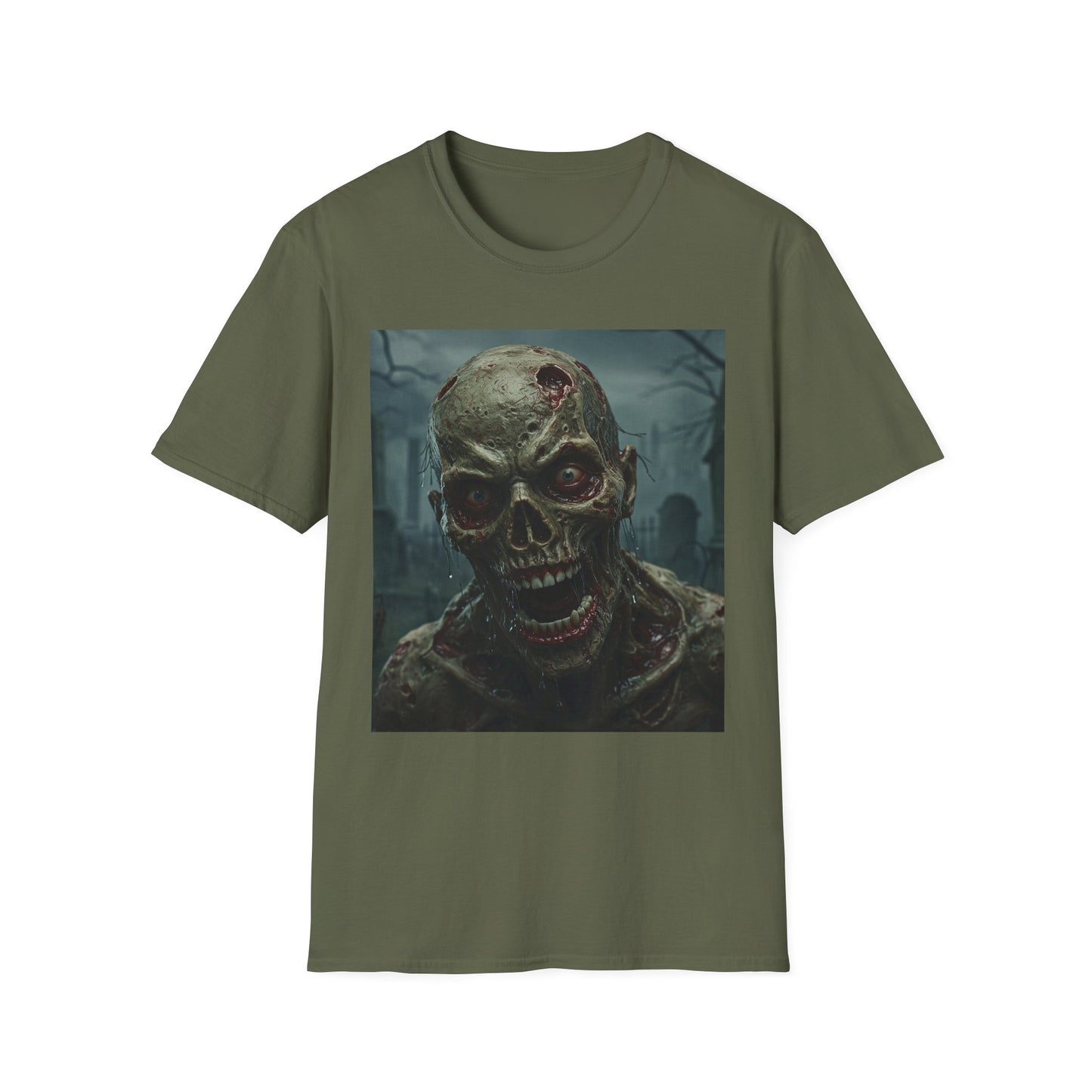 Apocalyptic Portrait Tee, bold, decaying zombie graphic