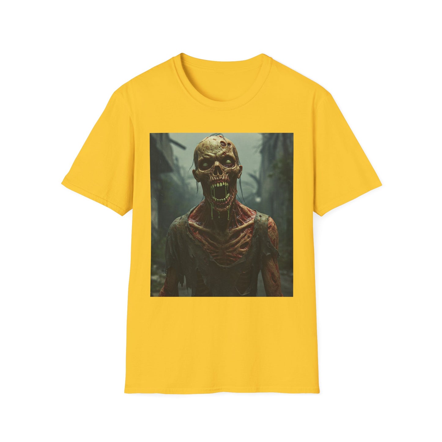 Apocalyptic Portrait Tee, bold, decaying zombie graphic