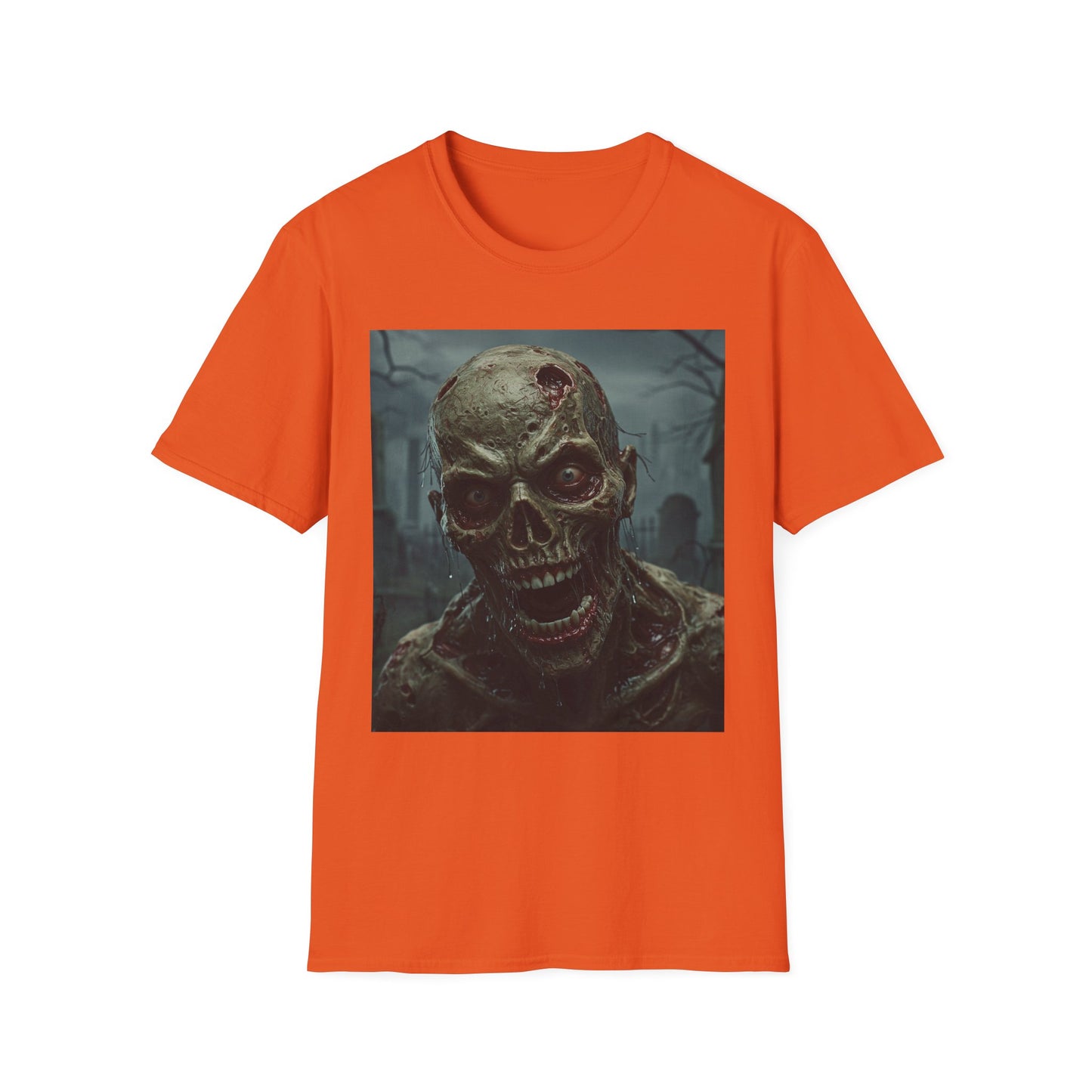 Apocalyptic Portrait Tee, bold, decaying zombie graphic