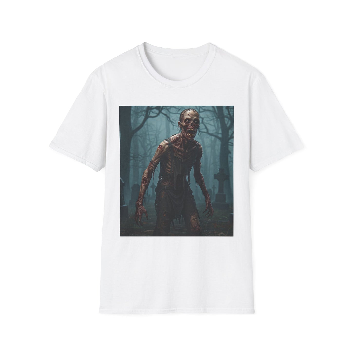 Apocalyptic Portrait Tee, bold, decaying zombie graphic