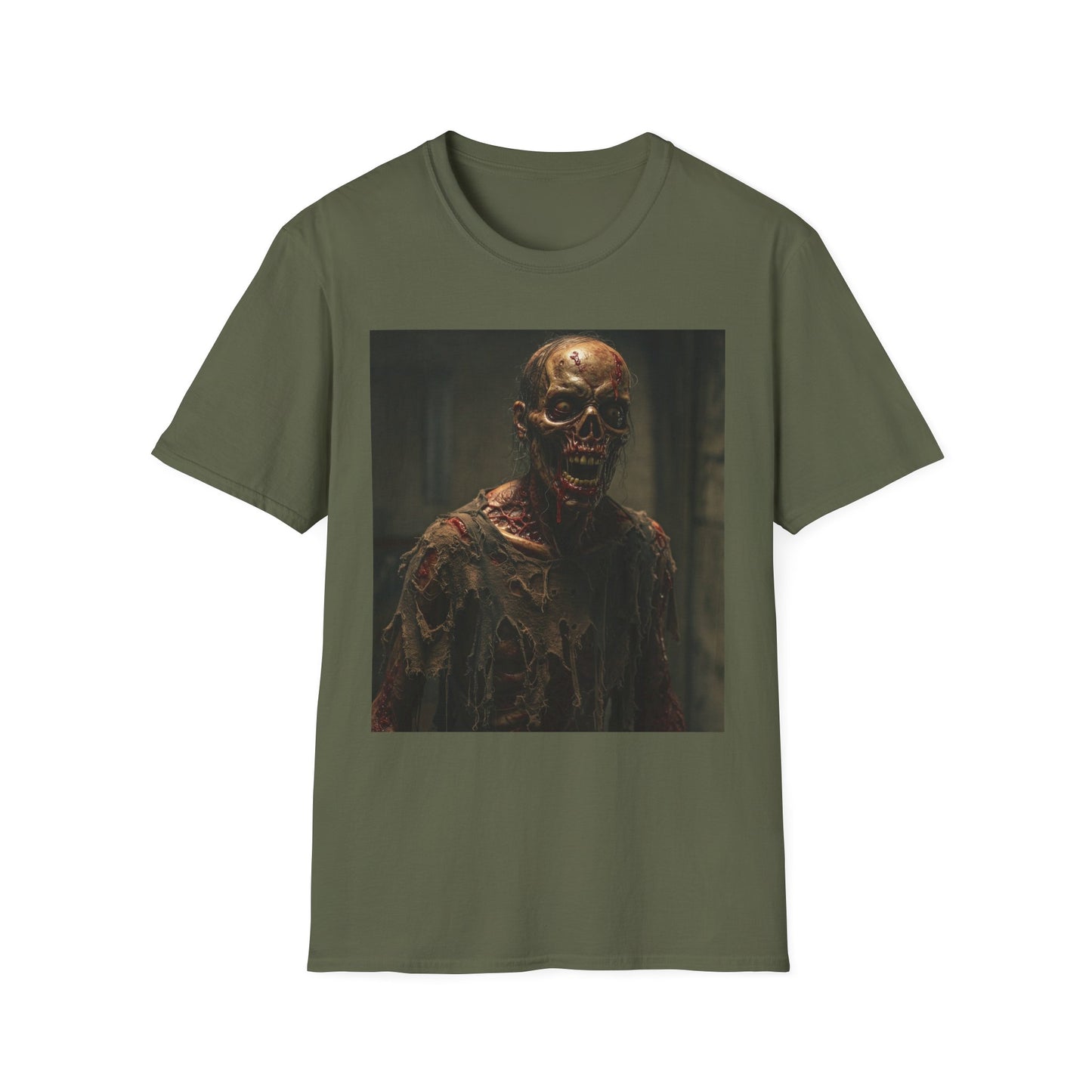 Apocalyptic Portrait Tee, bold, decaying zombie graphic