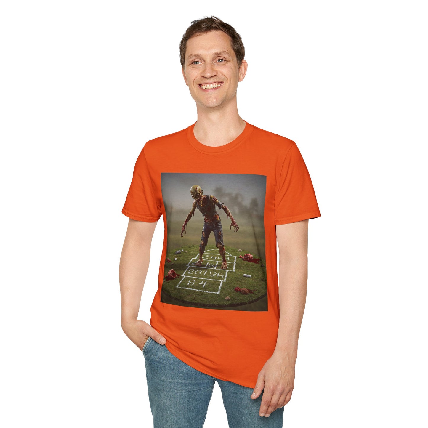 Unisex Zombie Hopscotch T-Shirt - Perfect for Halloween or Casual Wear