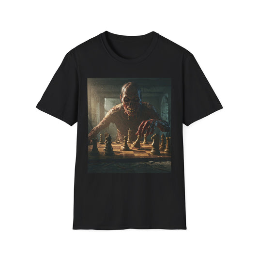 Zombie Chess Apocalyptic Portrait Tee, bold, decaying zombie graphic