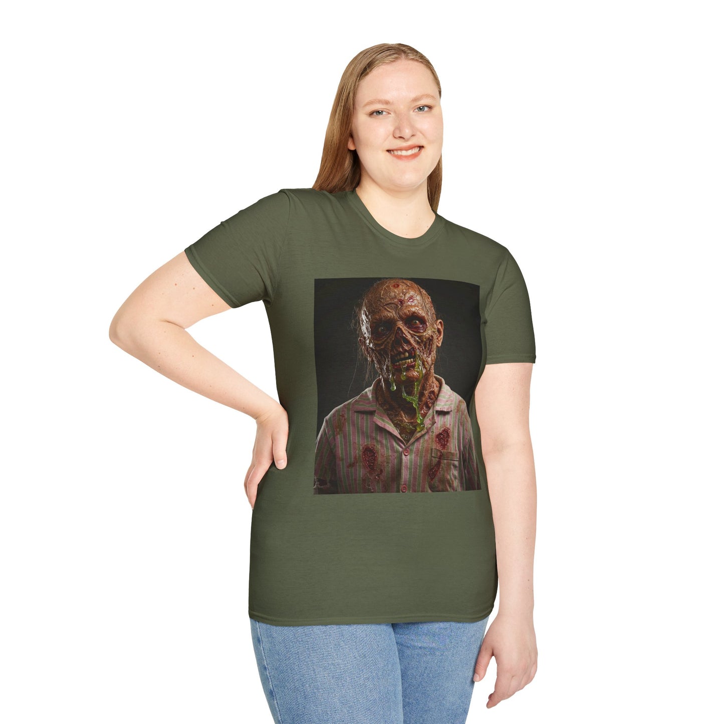 Horror-Inspired Unisex Softstyle T-Shirt - Zombie Graphic Tee