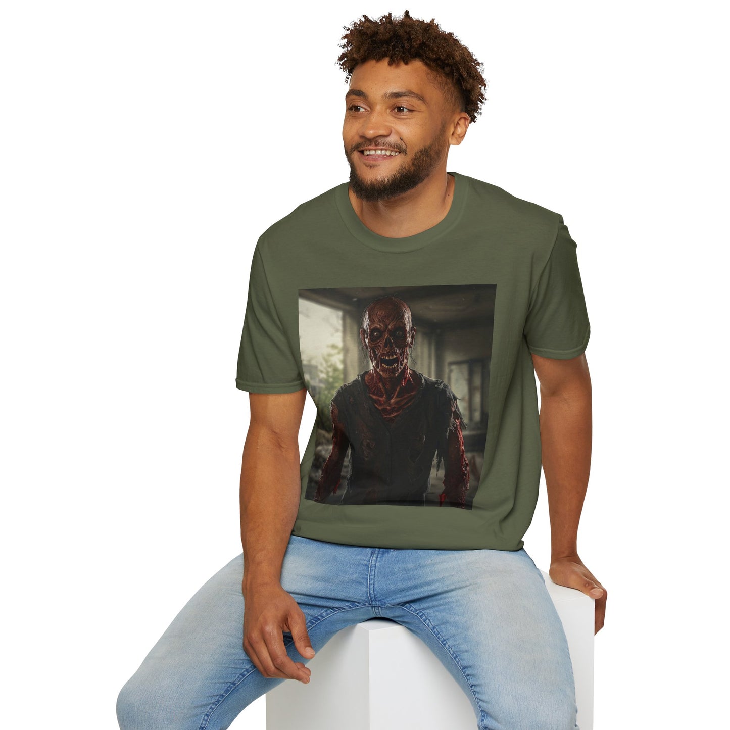 Apocalyptic Portrait Tee, bold, decaying zombie graphic