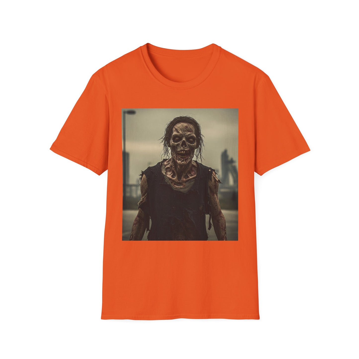 Apocalyptic Portrait Tee, bold, decaying zombie graphic