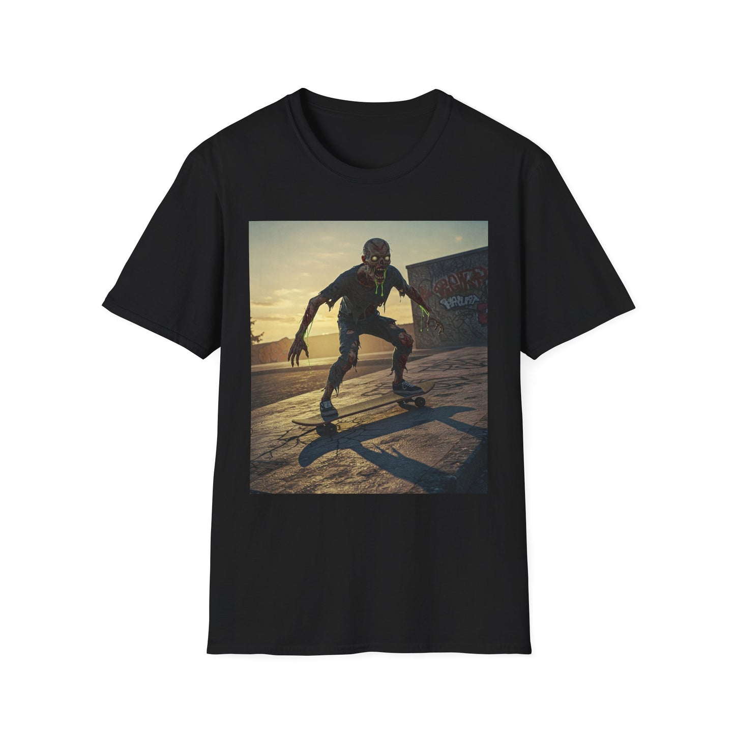 Skateboard Zombie Unisex Softstyle T-Shirt | Casual Graphic Tee for Skaters