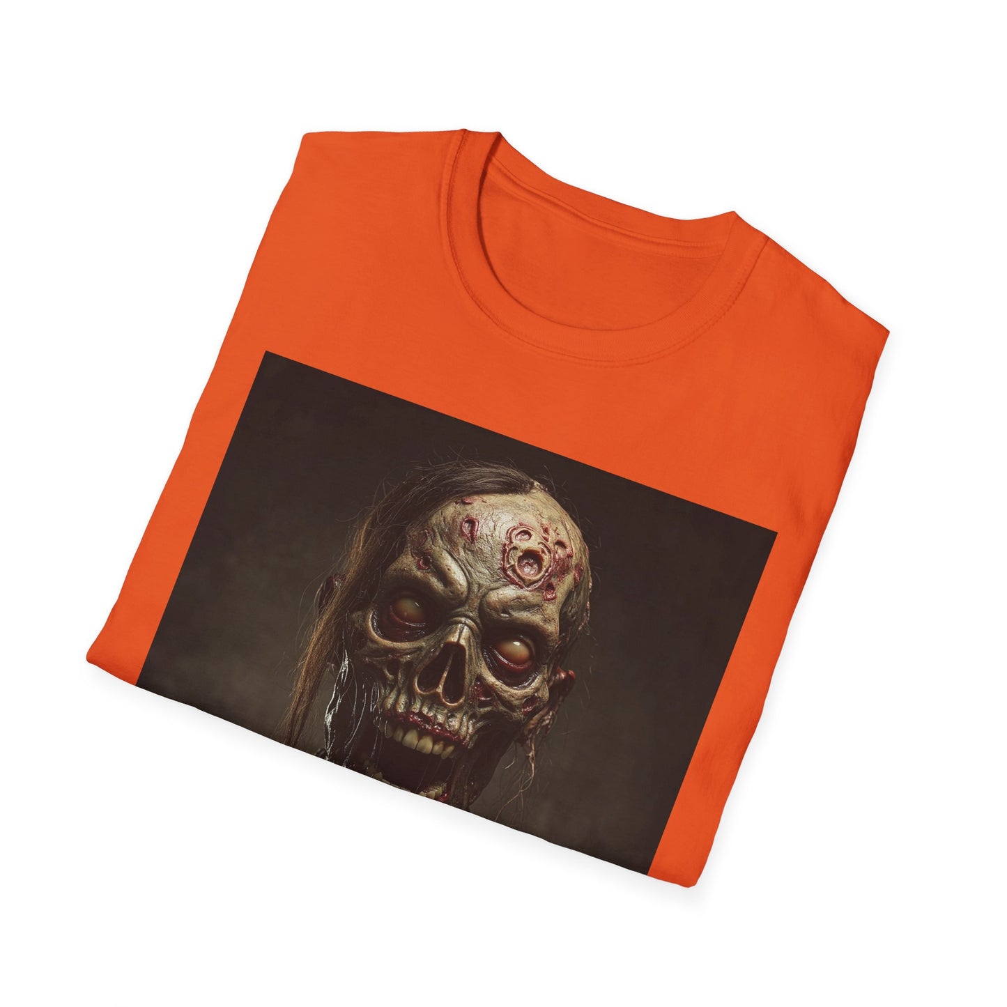 Spooky Zombie Apocalyptic Portrait Tee, bold, decaying zombie graphic