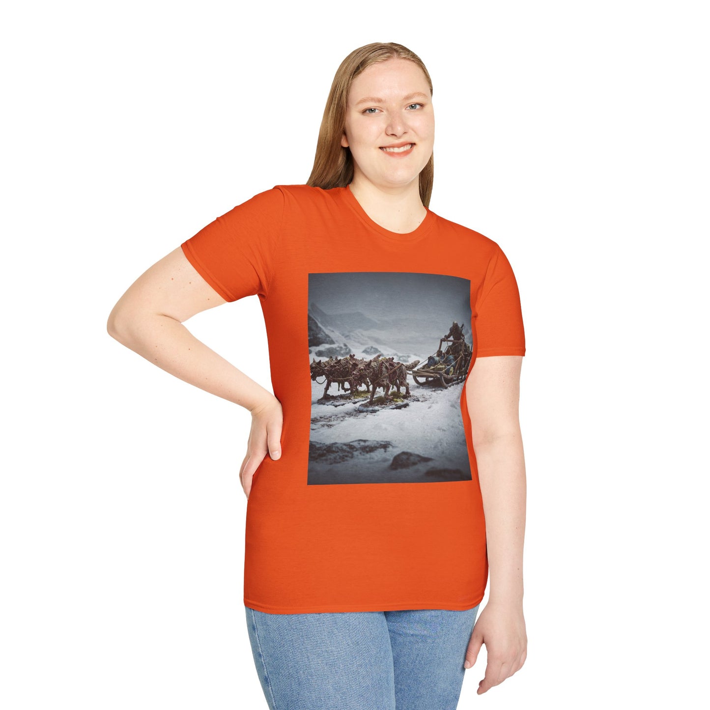 Adventure Awaits Unisex Softstyle T-Shirt - Mountain Trekking Design