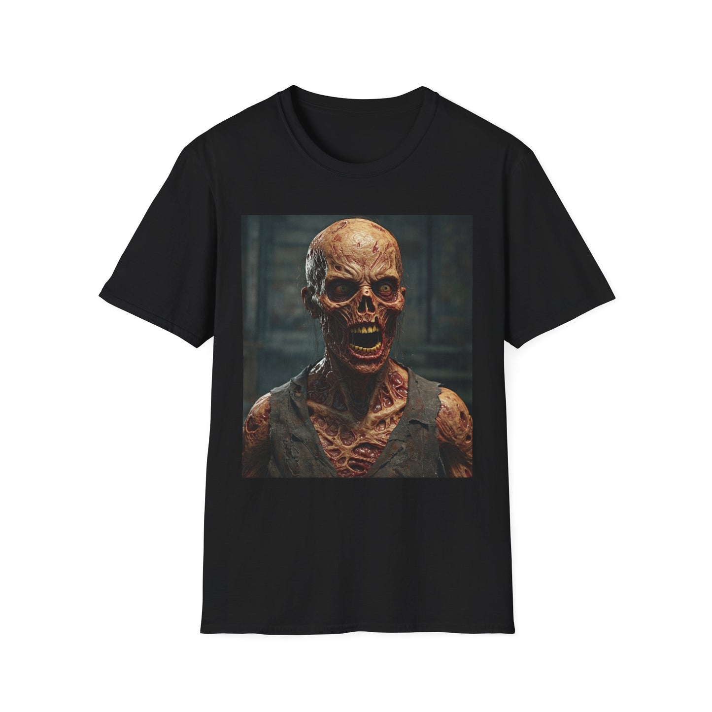 Apocalyptic Portrait Tee, bold, decaying zombie graphic