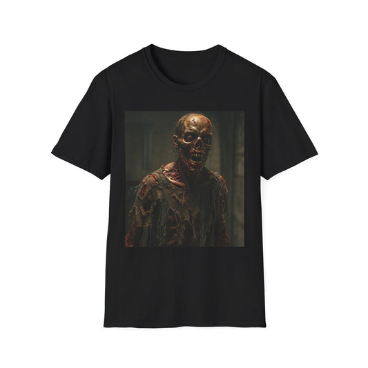 Apocalyptic Portrait Tee, bold, decaying zombie graphic