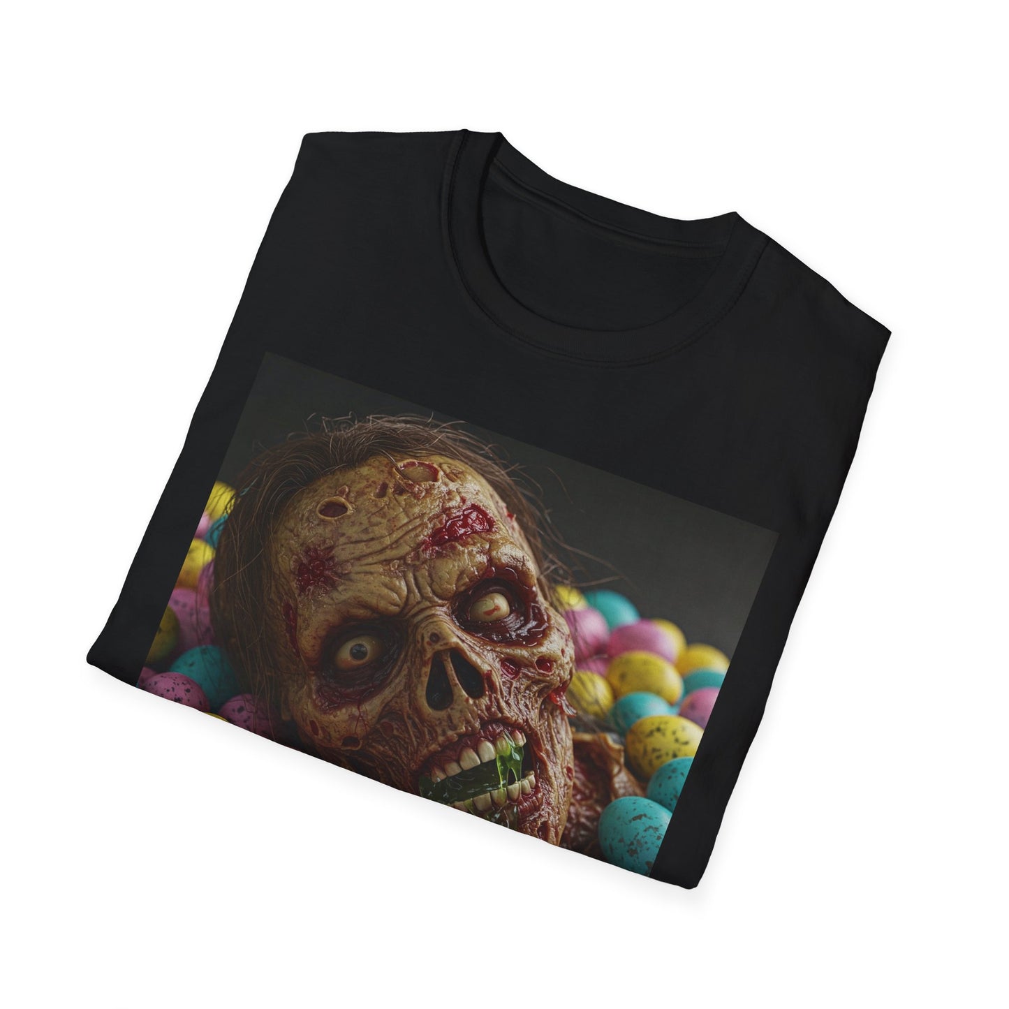 Eerie Easter Skull Apocalyptic Portrait Tee, bold, decaying zombie graphic