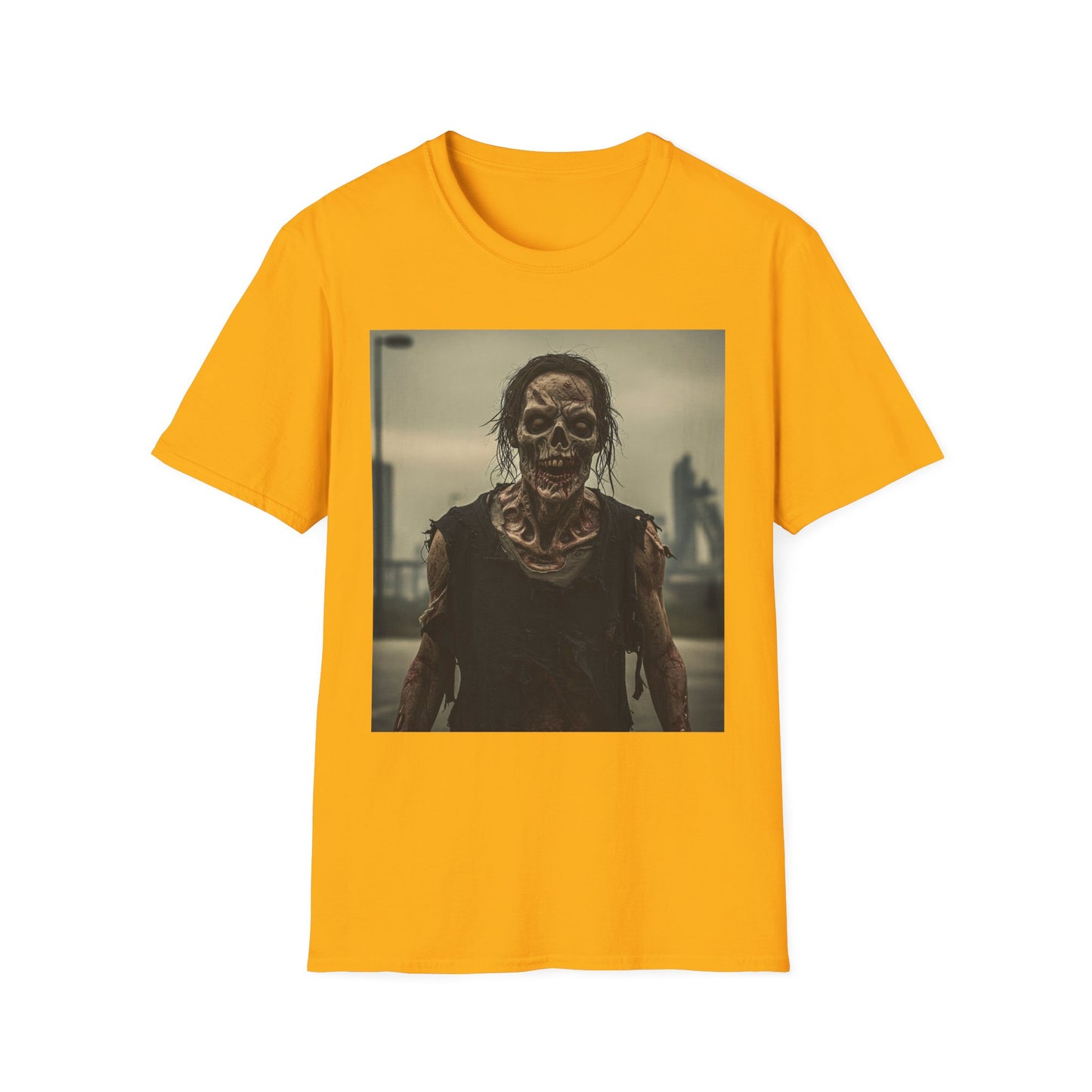 Apocalyptic Portrait Tee, bold, decaying zombie graphic