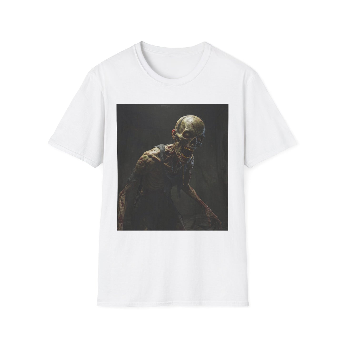 Creepy Zombie Unisex Softstyle T-Shirt - Perfect for Halloween & Horror Fans