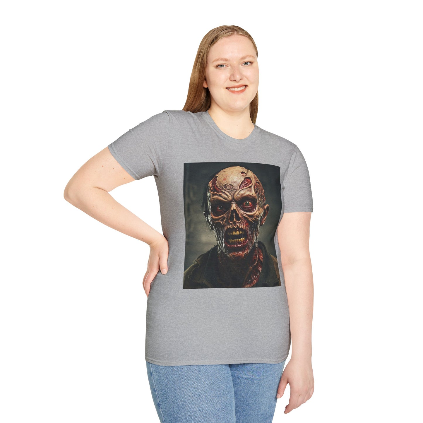 Apocalyptic Portrait Tee, bold, decaying zombie graphic