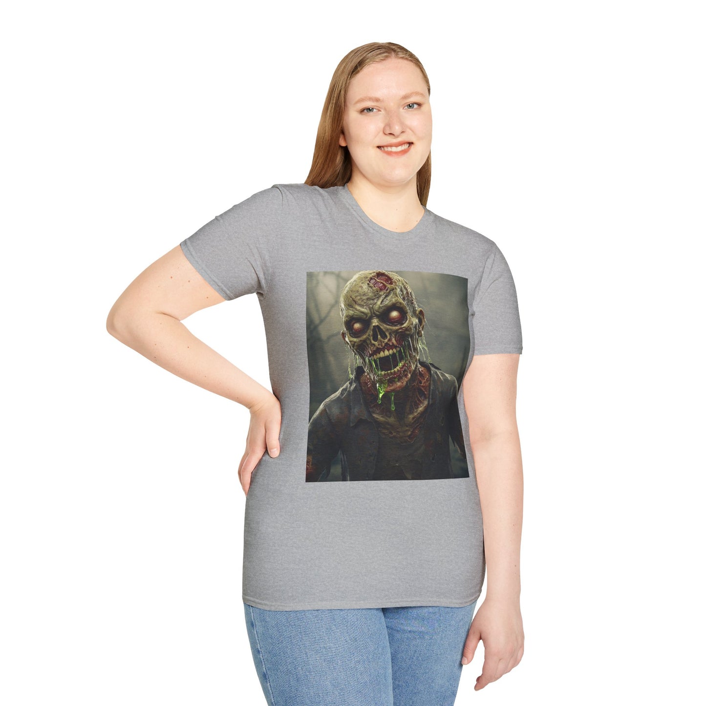 Unisex Softstyle Zombie Graphic T-Shirt - Perfect for Halloween and Horror Fans