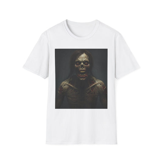 Apocalyptic Portrait Tee, bold, decaying zombie graphic