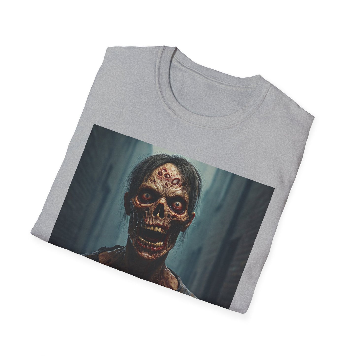 Apocalyptic Portrait Tee, bold, decaying zombie graphic