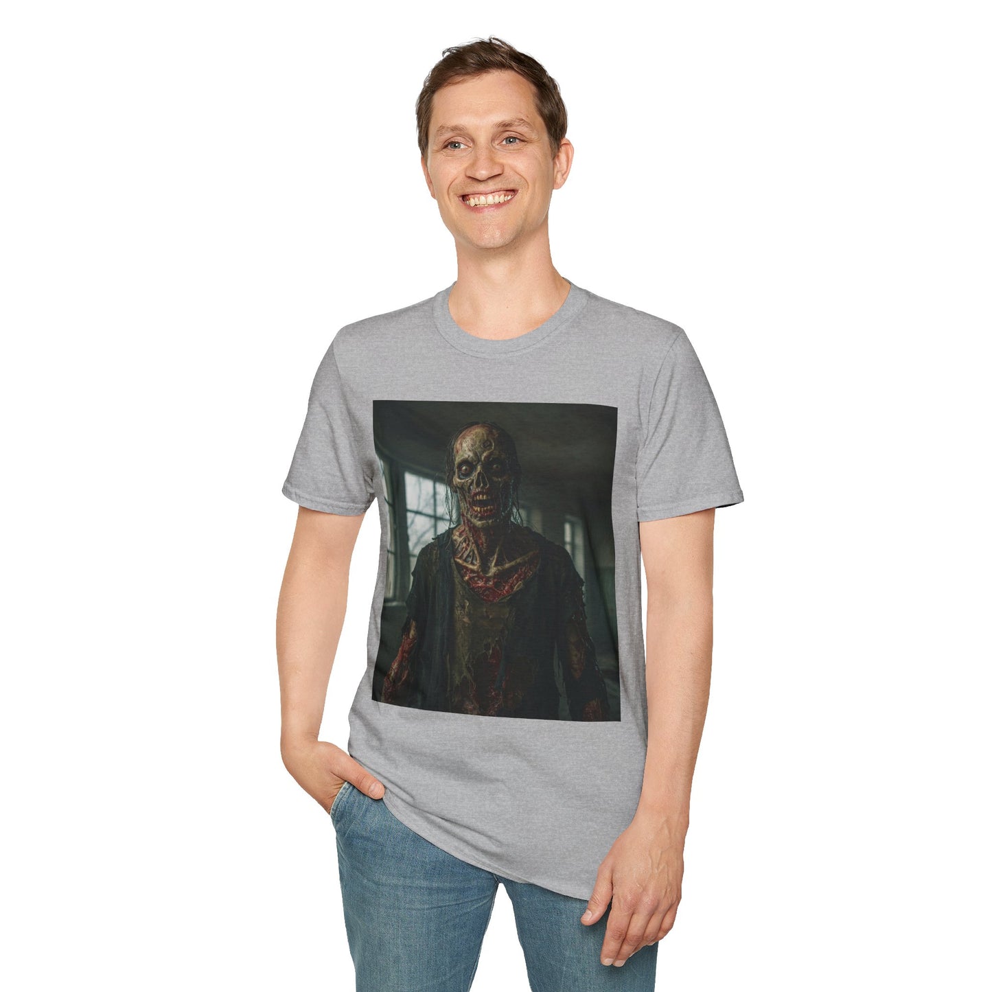 Apocalyptic Portrait Tee, bold, decaying zombie graphic