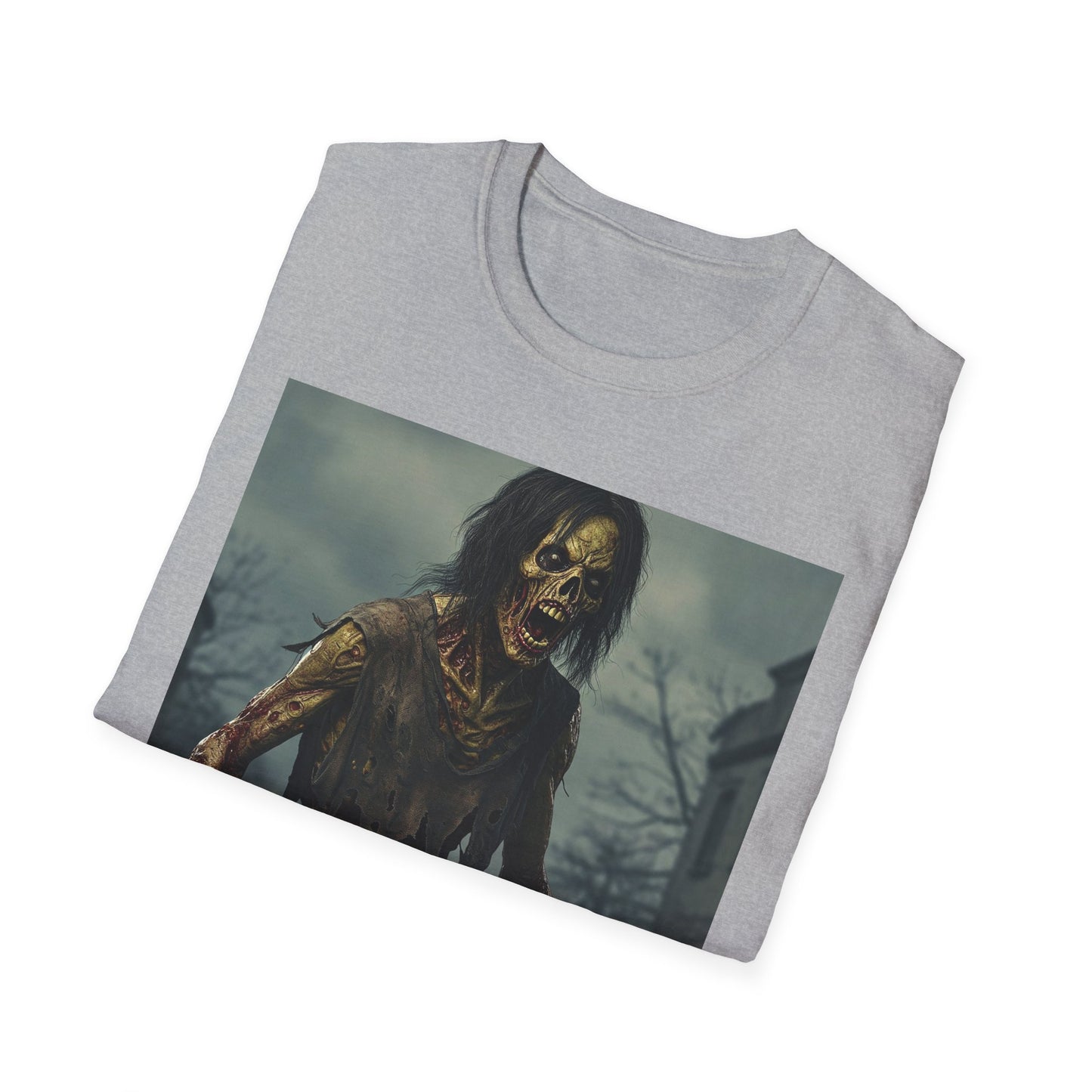 Zombie Apocalyptic Portrait Tee, bold, decaying zombie graphic