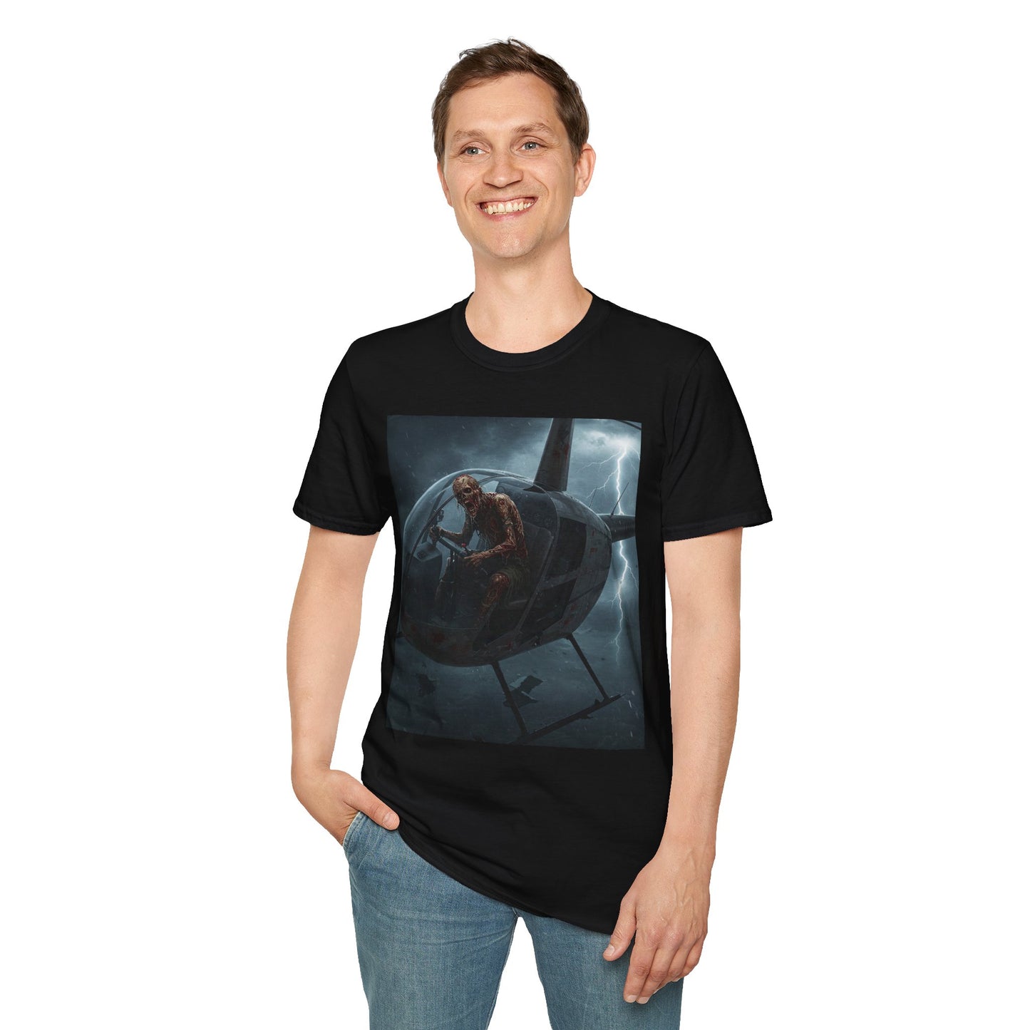 Stormy Helicopter Adventure Unisex Softstyle T-Shirt