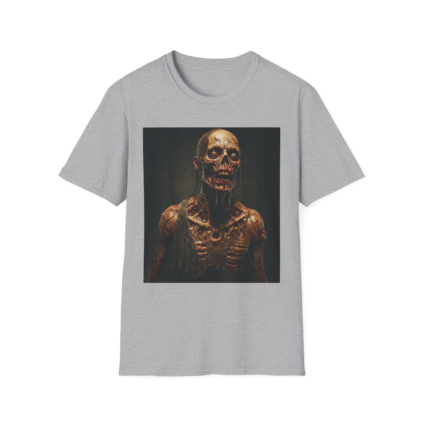 Apocalyptic Portrait Tee, bold, decaying zombie graphic