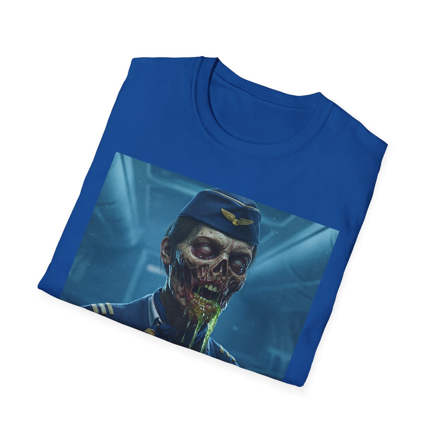 Zombie Pilot Apocalyptic Portrait Tee, bold, decaying zombie graphic