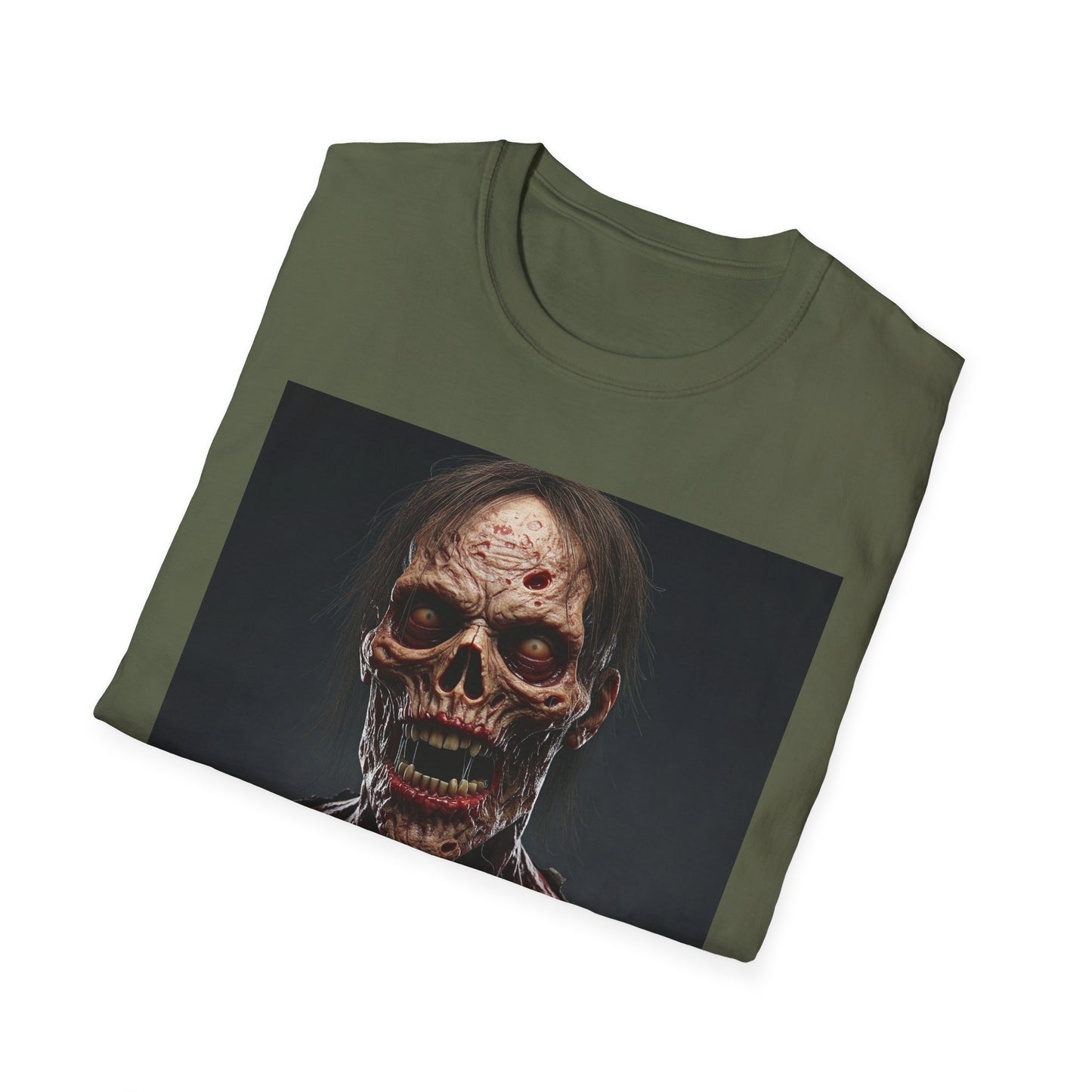 Terrifying Zombie Apocalyptic Portrait Tee, bold, decaying zombie graphic