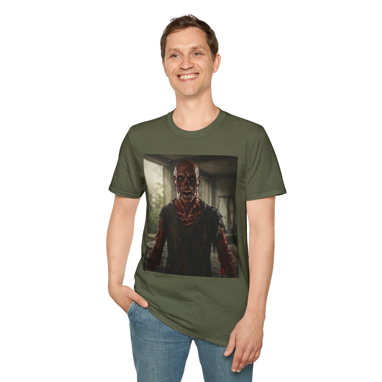 Apocalyptic Portrait Tee, bold, decaying zombie graphic