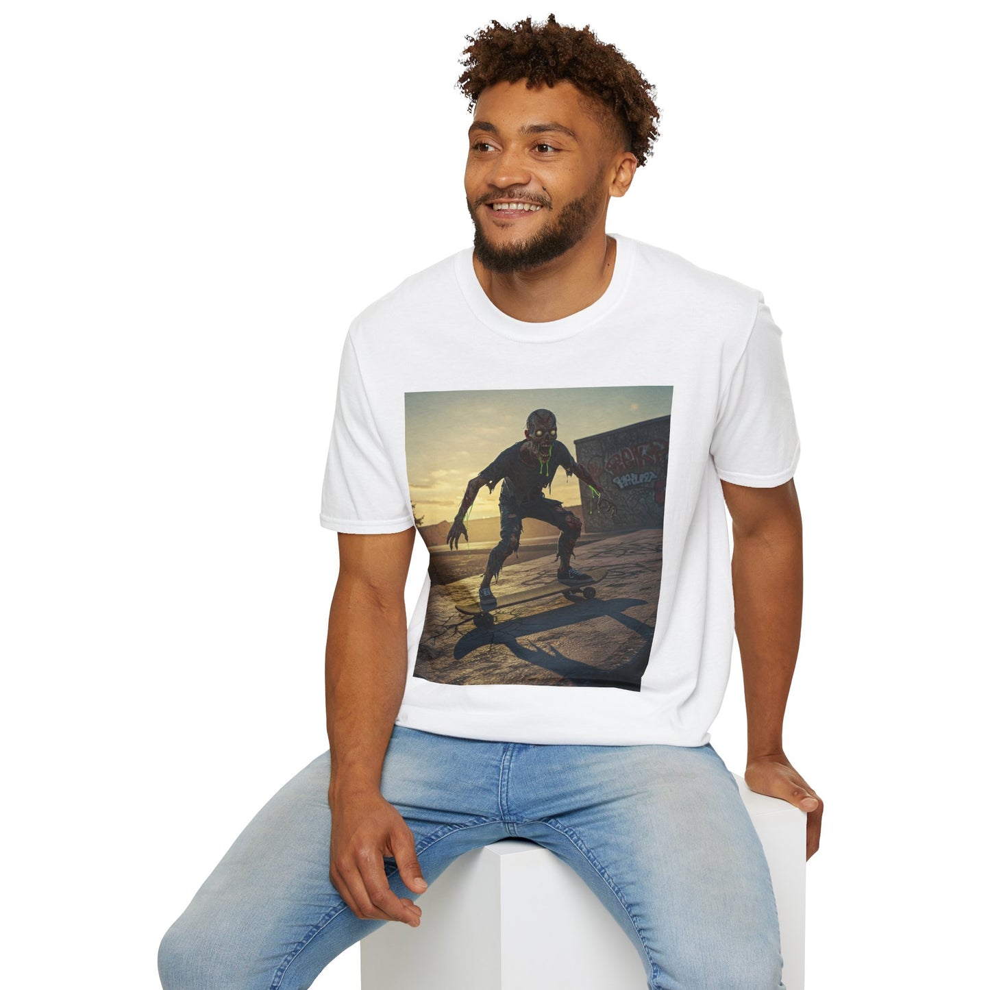 Skateboard Zombie Unisex Softstyle T-Shirt | Casual Graphic Tee for Skaters