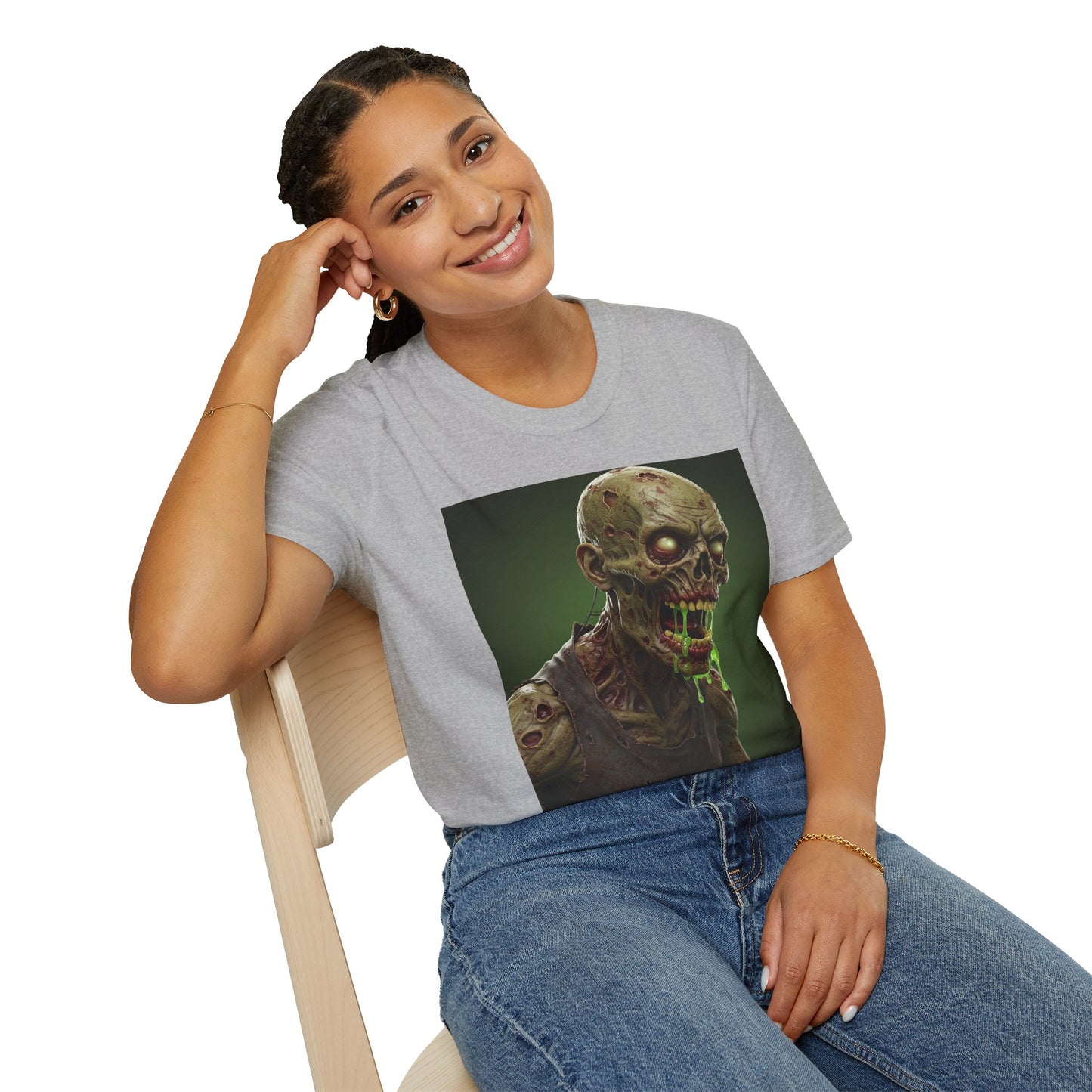 Zombie Graphic Unisex Softstyle T-Shirt - Perfect for Halloween and Horror Fans