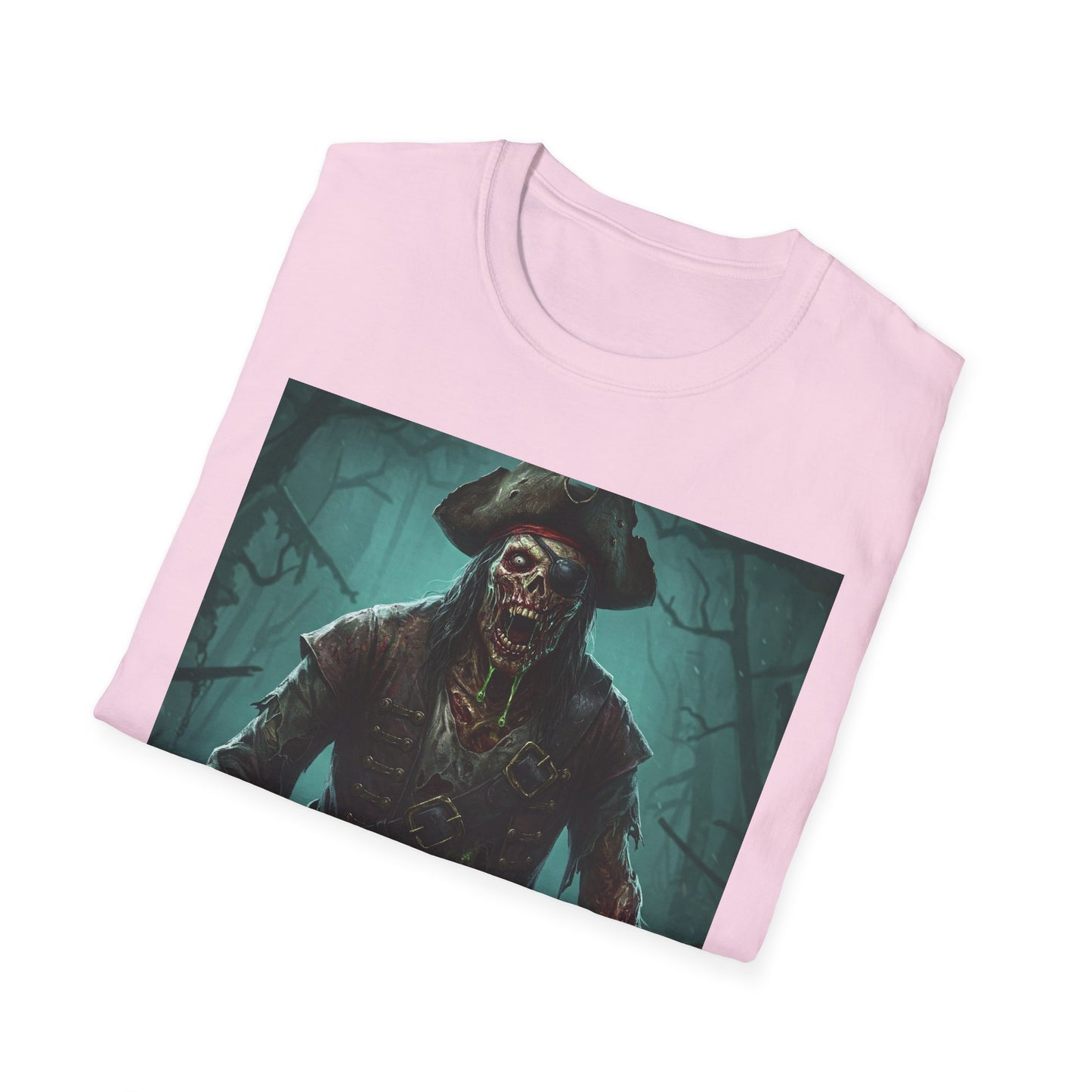 Pirate Skeleton Unisex Softstyle T-Shirt - Perfect for Halloween and Adventure Lovers