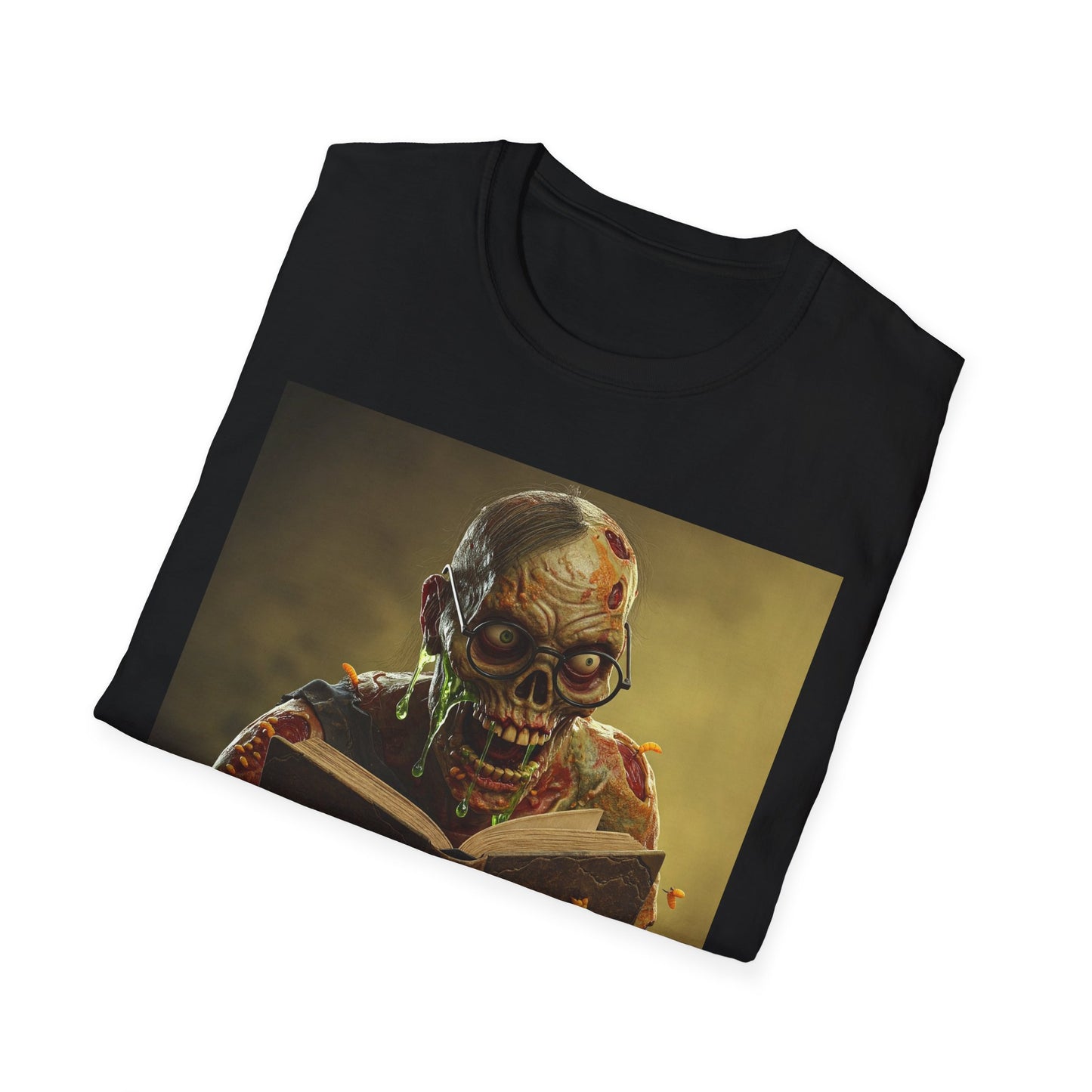 Zombie Reader Apocalyptic Portrait Tee, bold, decaying zombie graphic