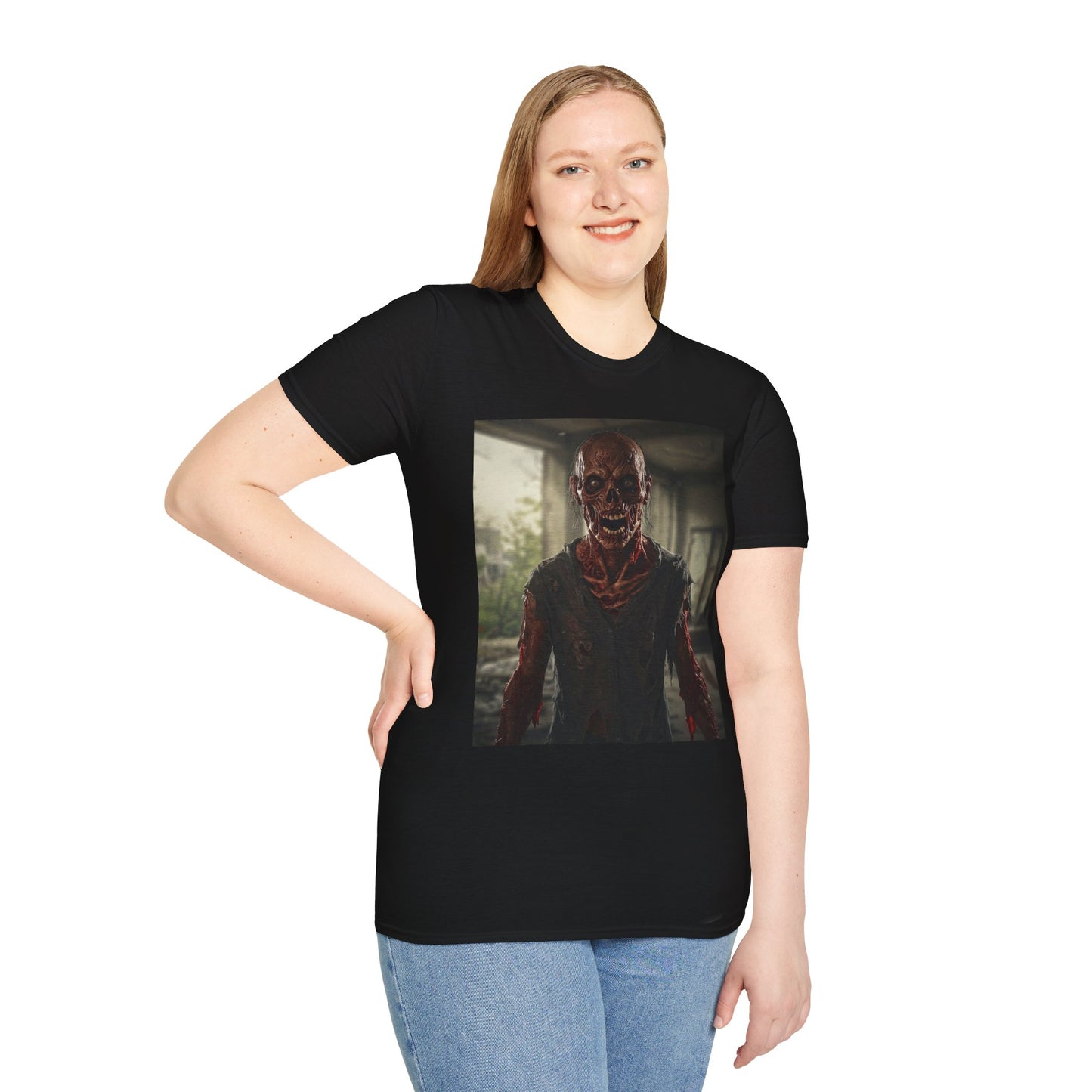 Apocalyptic Portrait Tee, bold, decaying zombie graphic