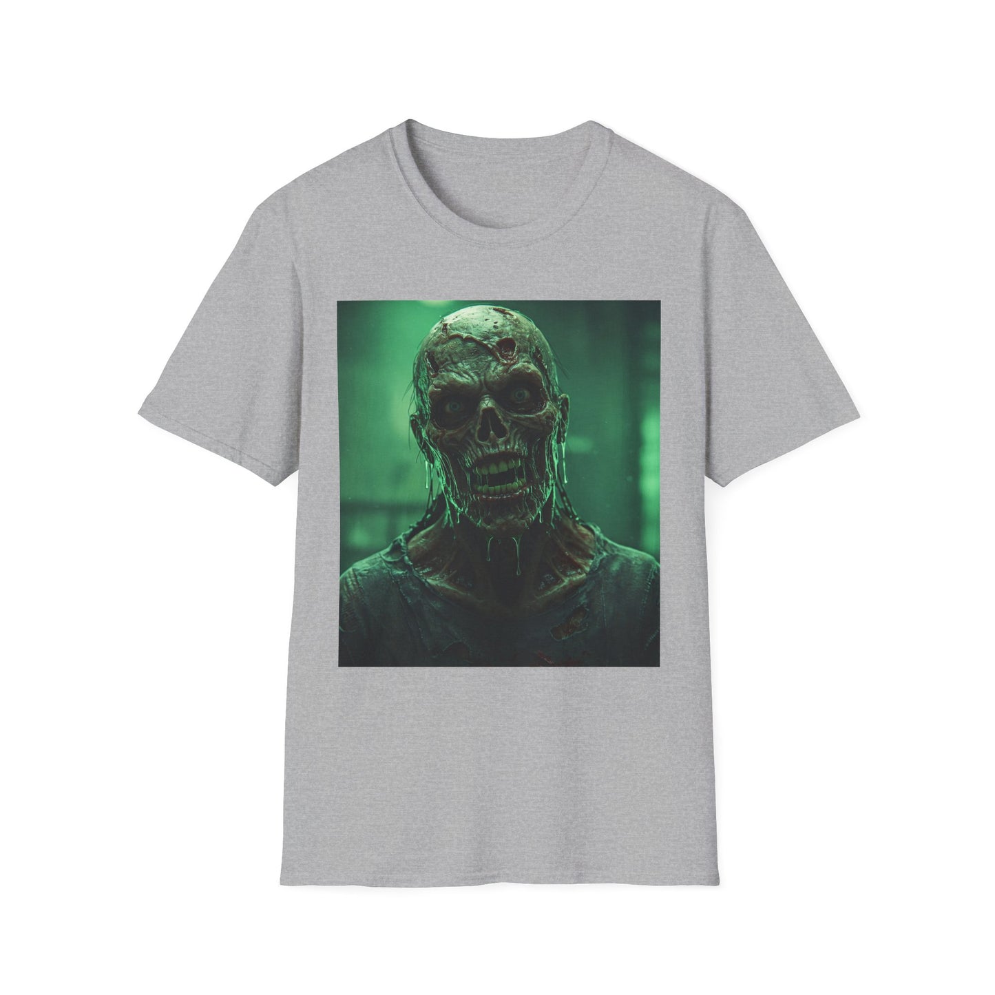 Apocalyptic Portrait Tee, bold, decaying zombie graphic