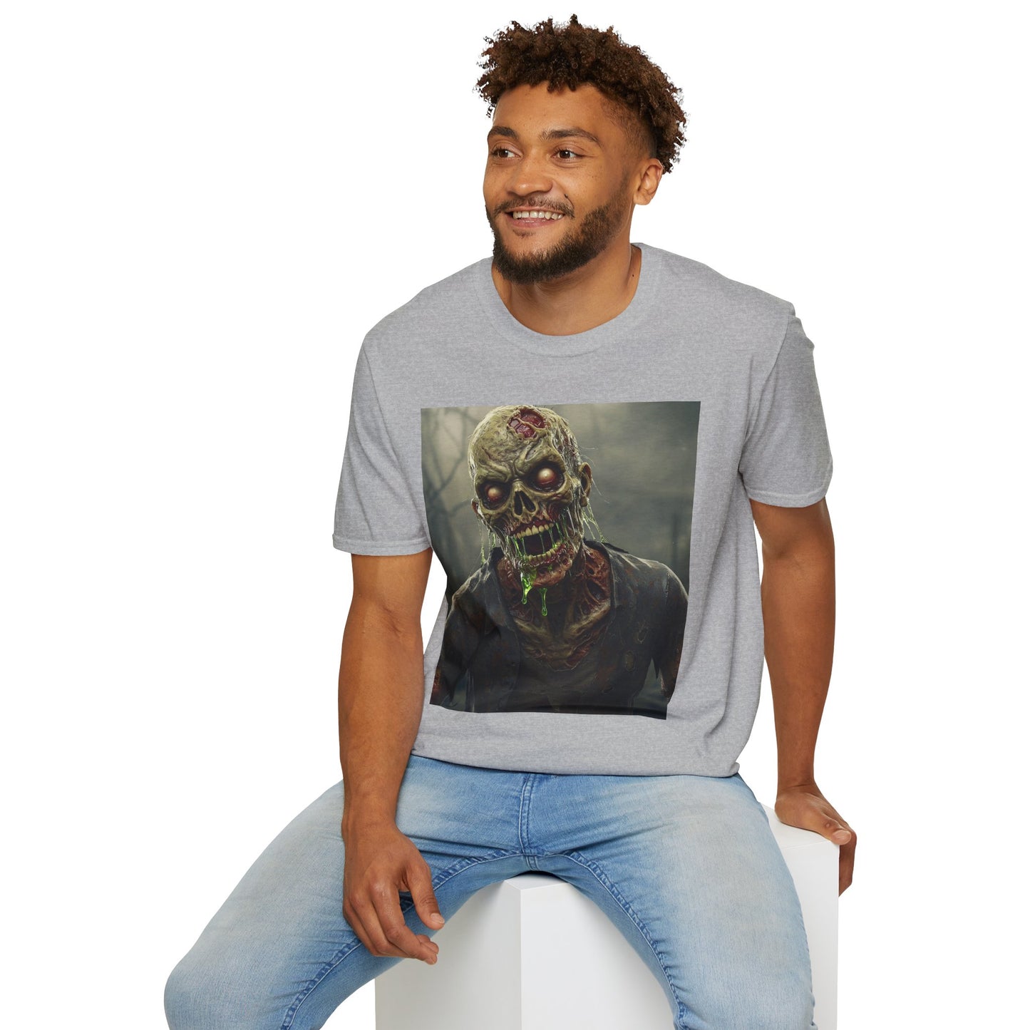 Unisex Softstyle Zombie Graphic T-Shirt - Perfect for Halloween and Horror Fans