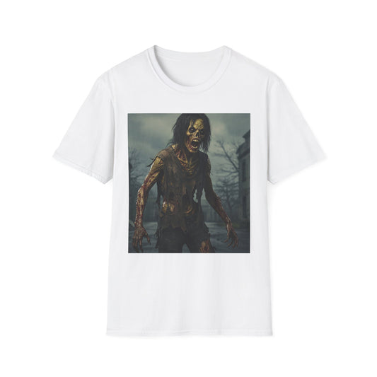 Zombie Apocalyptic Portrait Tee, bold, decaying zombie graphic