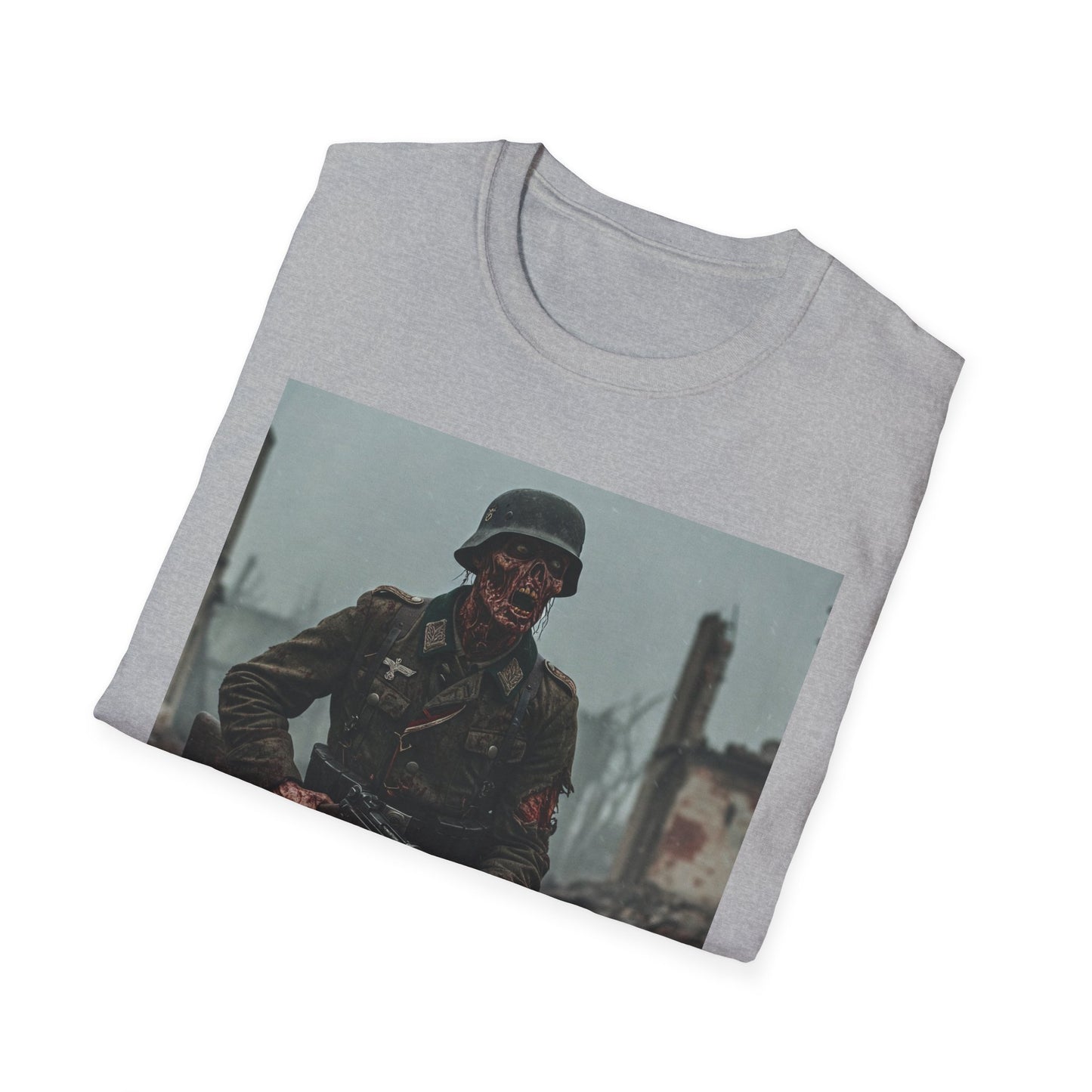 Vintage Soldier Apocalyptic Portrait Tee, bold, decaying zombie graphic