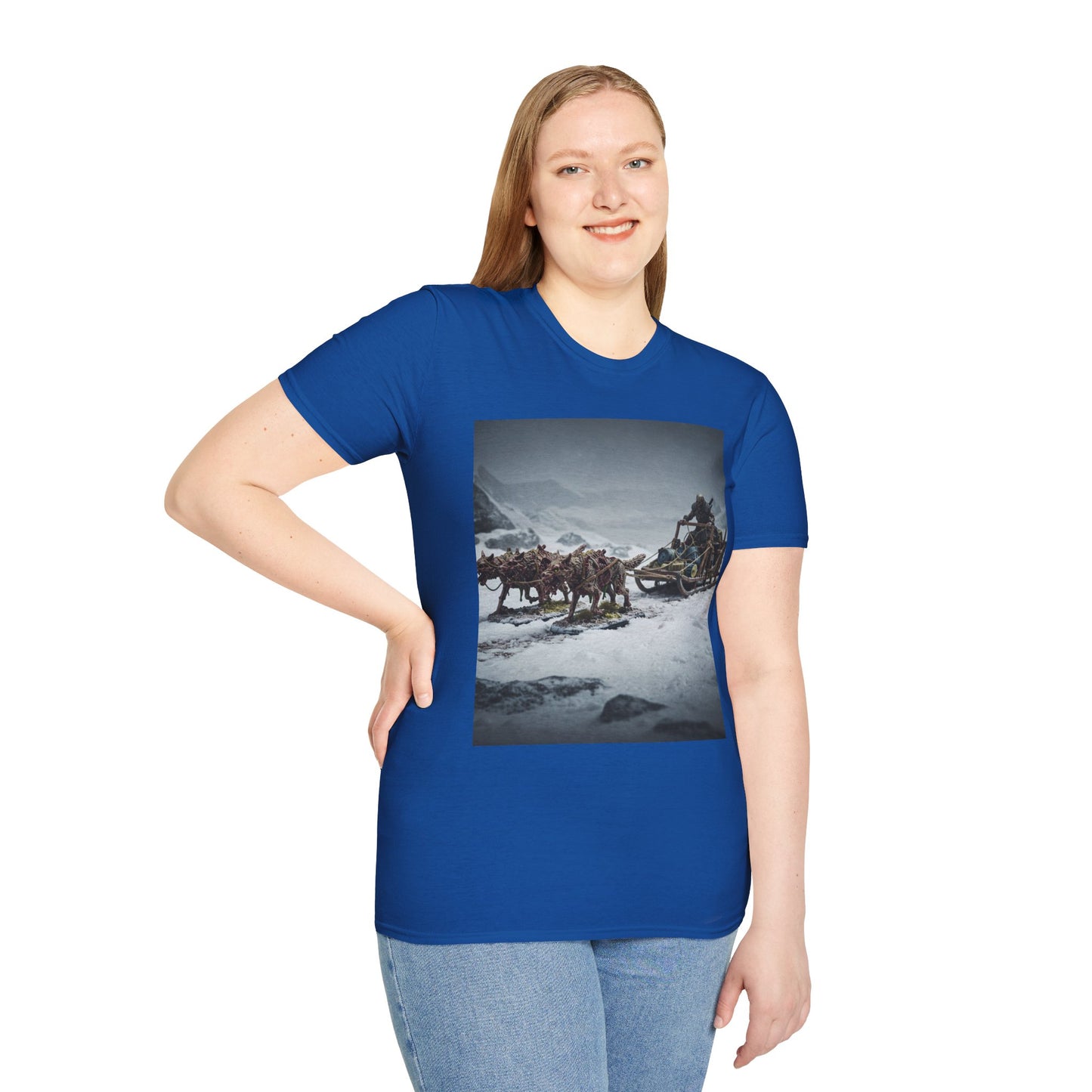 Adventure Awaits Unisex Softstyle T-Shirt - Mountain Trekking Design