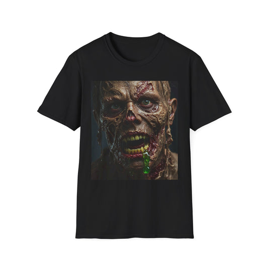 Apocalyptic Portrait Tee, bold, decaying zombie graphic