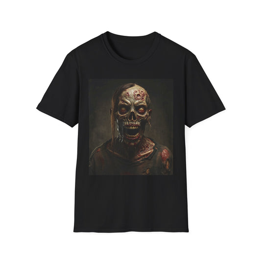 Spooky Zombie Apocalyptic Portrait Tee, bold, decaying zombie graphic