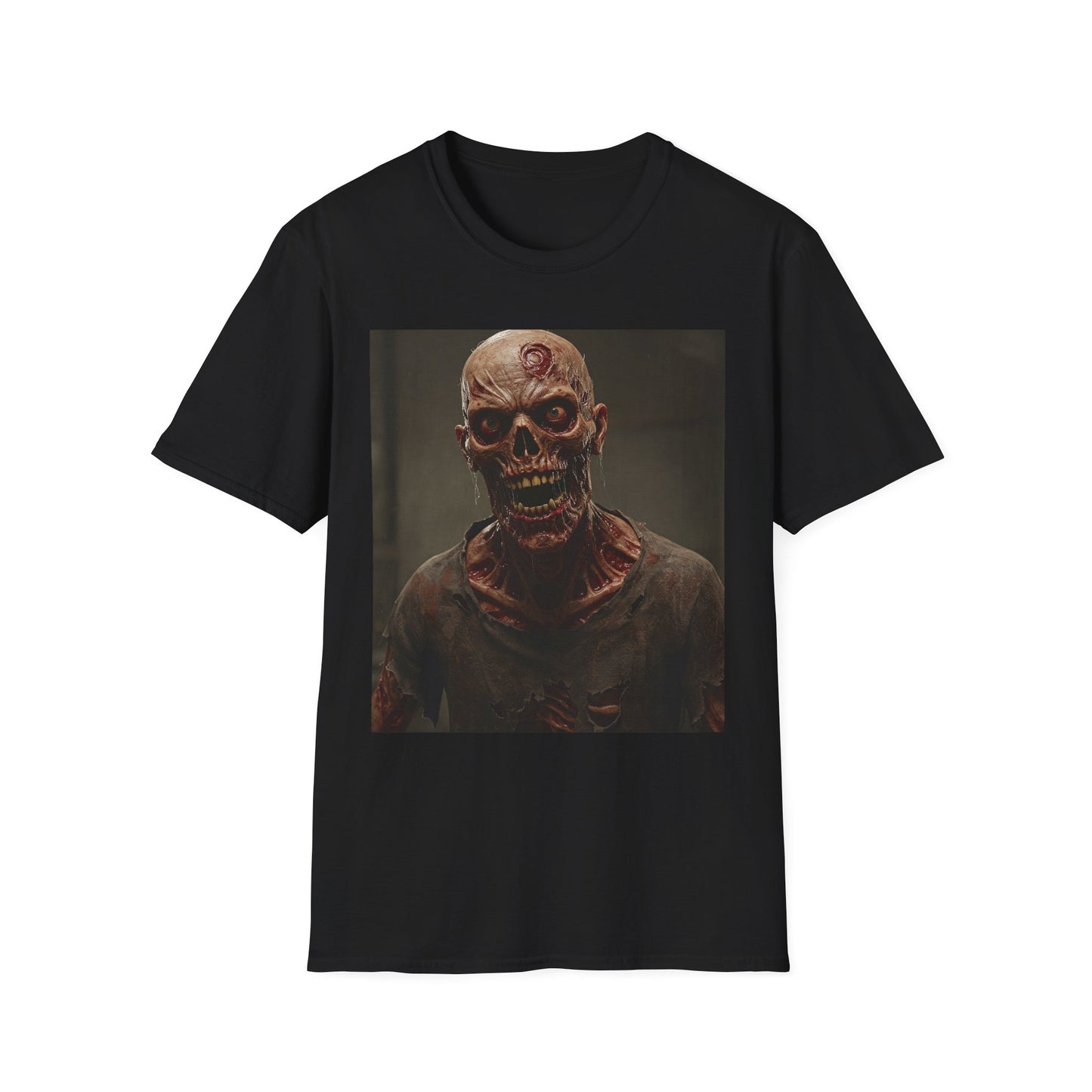 Apocalyptic Portrait Tee, bold, decaying zombie graphic