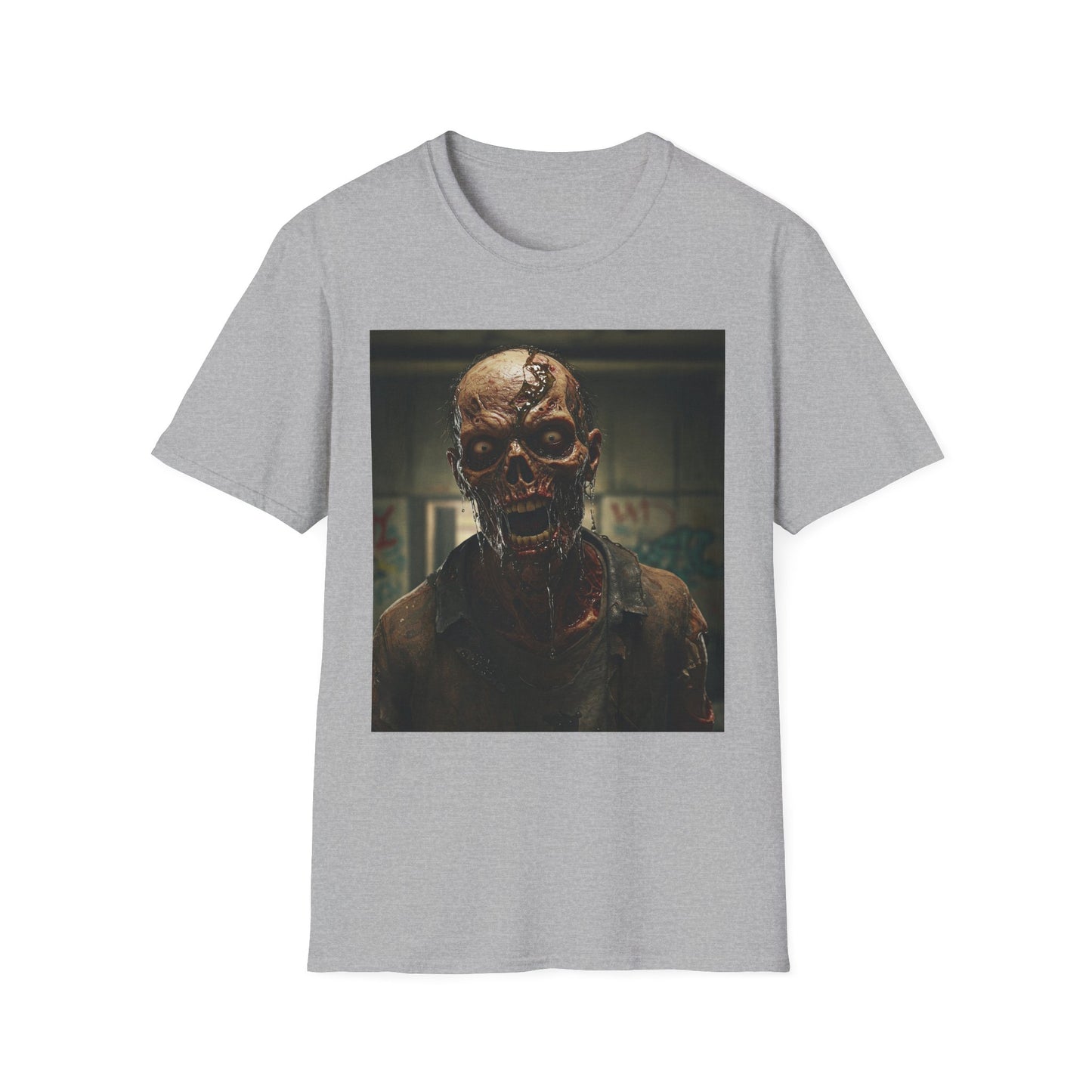 Apocalyptic Portrait Tee, bold, decaying zombie graphic