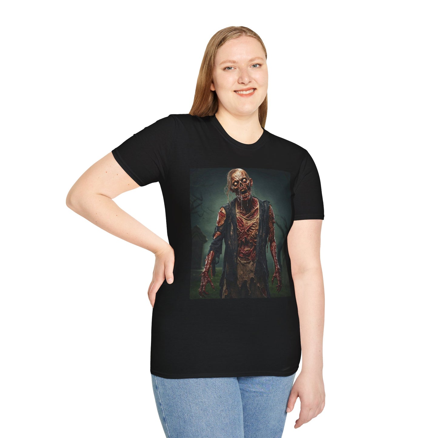 Apocalyptic Portrait Tee, bold, decaying zombie graphic